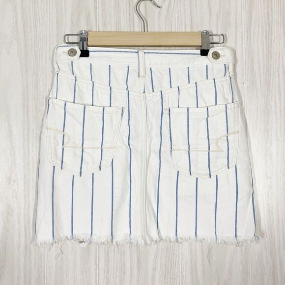 American Eagle | White / Blue Striped Hi Rise A-Line Skirt Size 0 - Picture 2 of 5